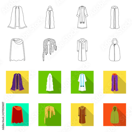 Isolated object of material and clothing icon. Collection of material and garment stock symbol for web.