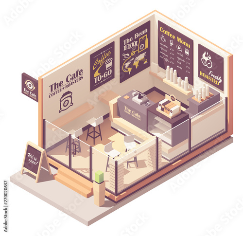 Vector isometric small coffeehouse