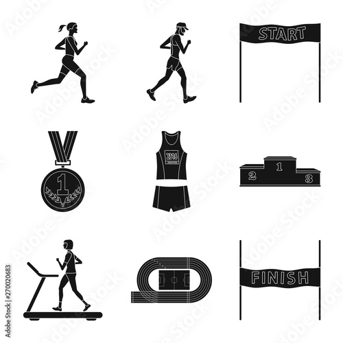Isolated object of health  and fitness  icon. Set of health  and sprint vector icon for stock.
