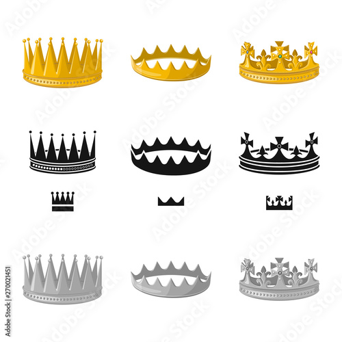 Vector illustration of medieval and nobility logo. Set of medieval and monarchy vector icon for stock.