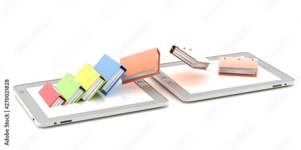 Tablet computer (documents folder).3-d Illustration. Tablet computer (documents folder).3-d Illustration.