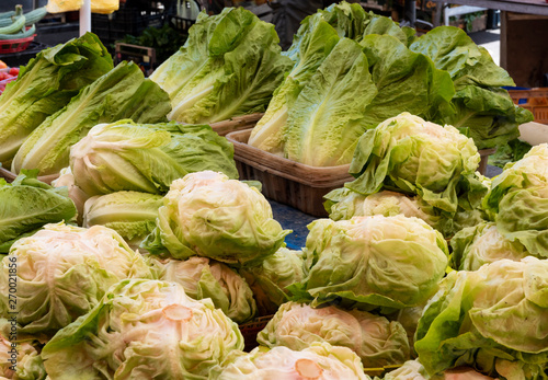 sale of delicious green lettuce at the market