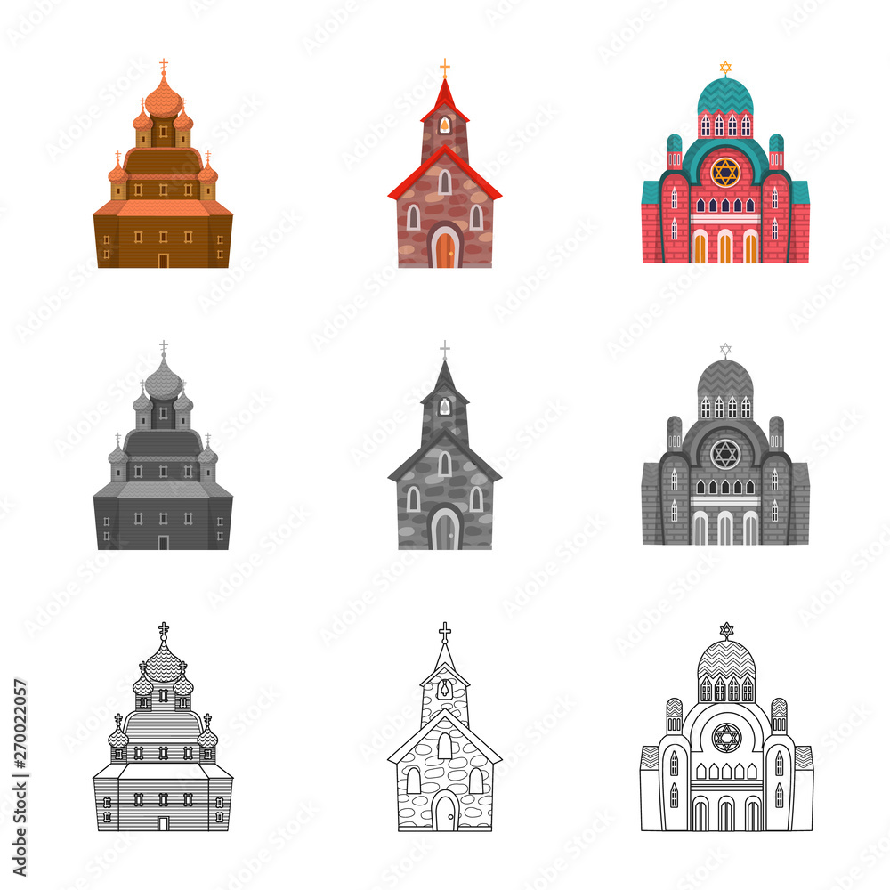 Vector illustration of cult and temple logo. Collection of cult and ...