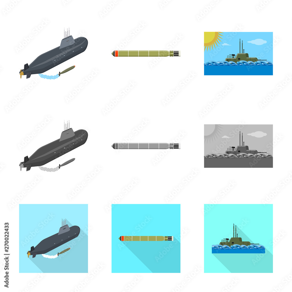 Vector illustration of war  and ship symbol. Set of war  and fleet stock vector illustration.
