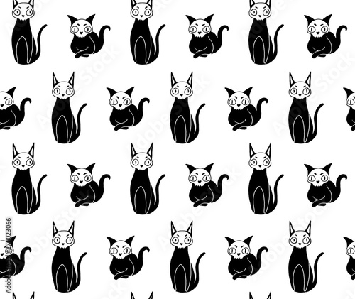 Funny hipster cats pattern black and white vector
