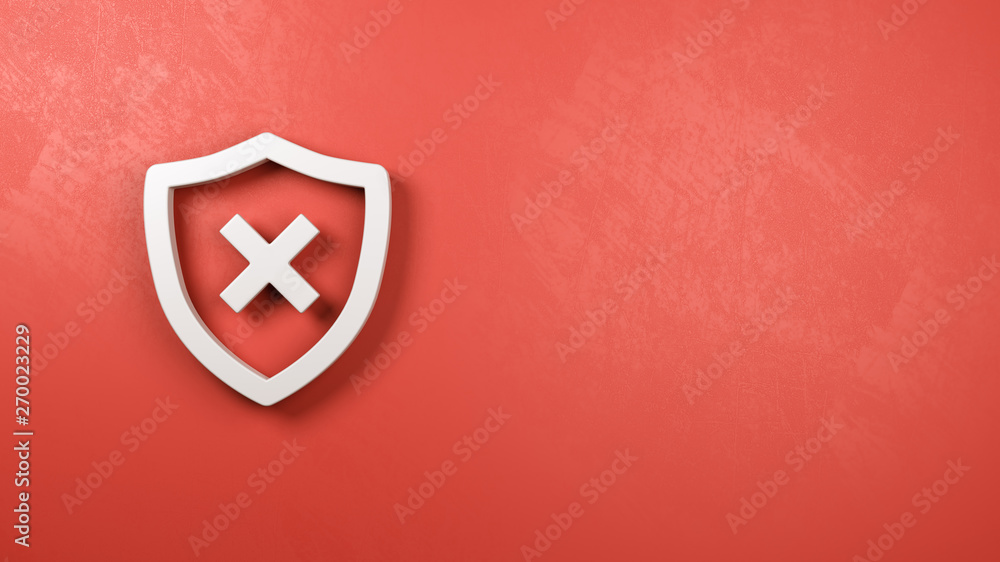 Shield Symbol Shape with Cross on Red Plastered Wall Shield Symbol Shape with Cross on Red Plastered Wall