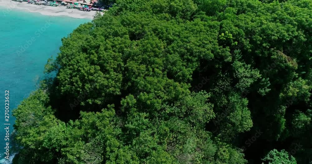 Aerial top view beach white and black volcanic sand crystal clear turquoise water, Virgin beach, Bali. 4K Aerial top view beach white and black volcanic sand crystal clear turquoise water, Virgin beach, Bali. 4K