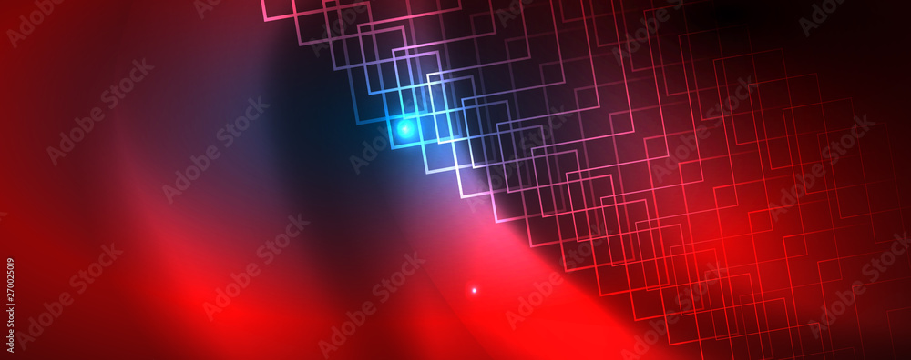 Neon glowing techno lines, hi-tech futuristic abstract background template, vector Neon glowing techno lines, hi-tech futuristic abstract background template, vector