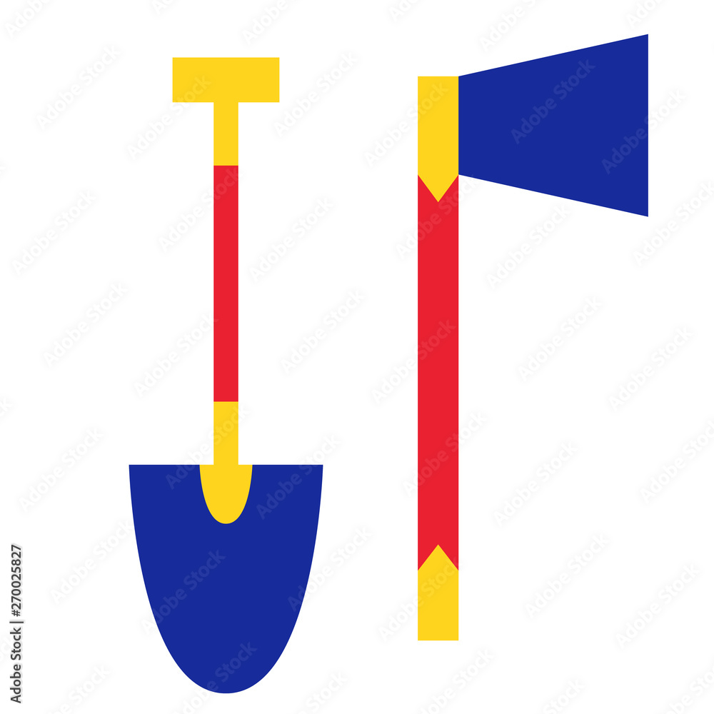 Fotografie Spade and axe flat illustration on white