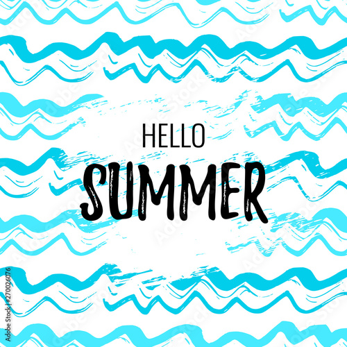 Wavy blue hello summer poster
