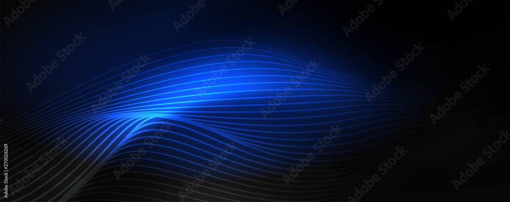 Smoky glowing waves in the dark. Dark abstract background with neon color light and wavy lines. Vector Smoky glowing waves in the dark. Dark abstract background with neon color light and wavy lines. Vector