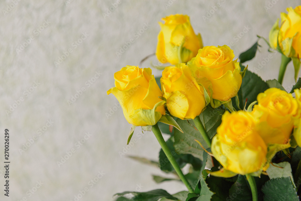 the bouquet of fresh yellow roses indoors closeup the bouquet of fresh yellow roses indoors closeup