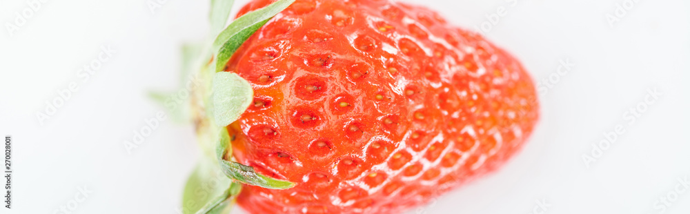 panoramic shot of fresh whole ripe red strawberry on white background panoramic shot of fresh whole ripe red strawberry on white background