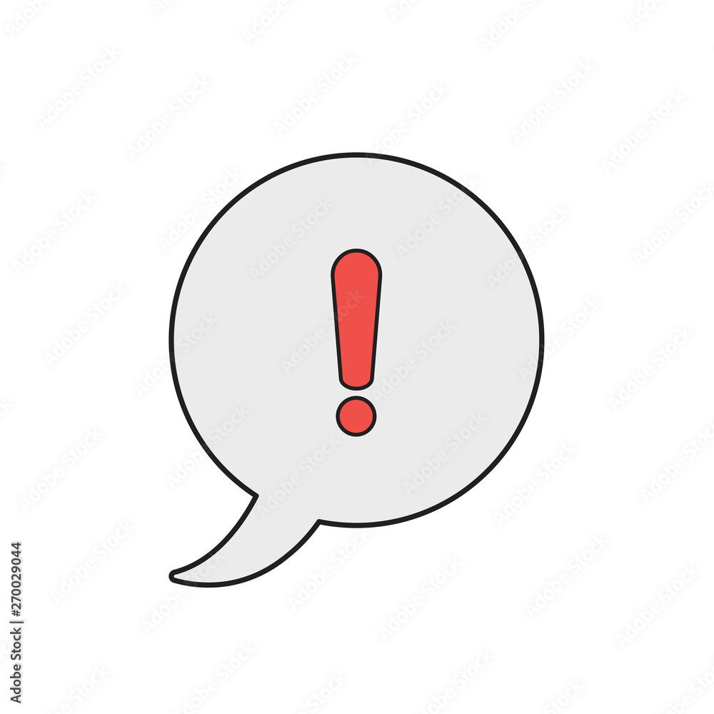 Vector icon concept of speech bubble and exclamation mark. Vector icon concept of speech bubble and exclamation mark.