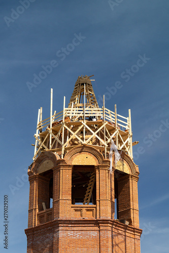 Construction to bell towers in city Vyazniki,Russia photo