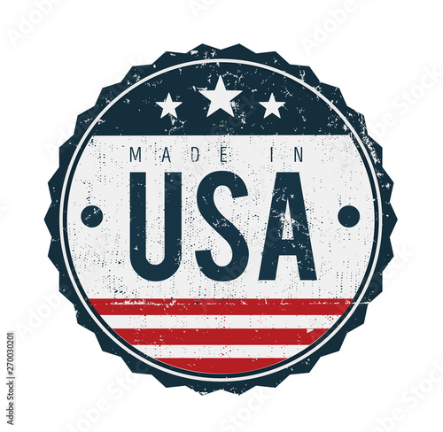 Made In USA Vintage Badge Seal/ Illustration of a cool vintage grunge textured made in USA badge seal certificate with stars and stripes and elegant typography