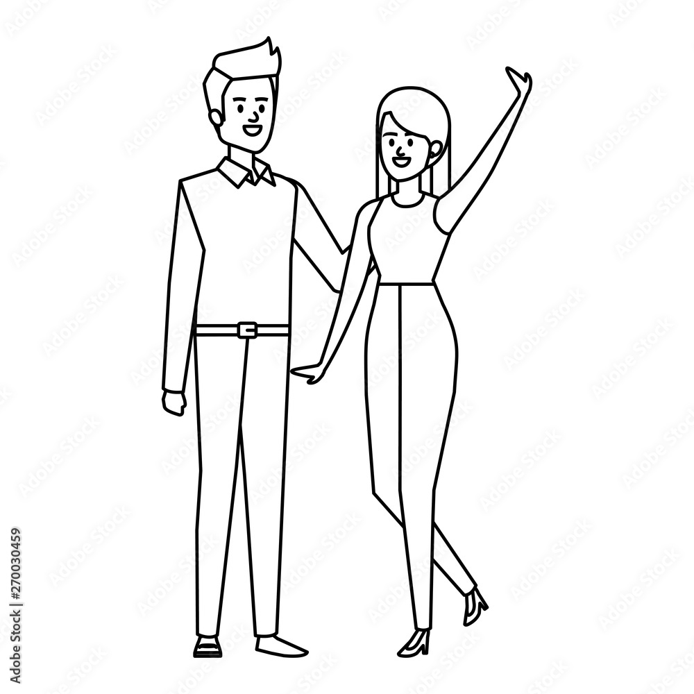 business couple avatars characters vector illustration business couple avatars characters vector illustration