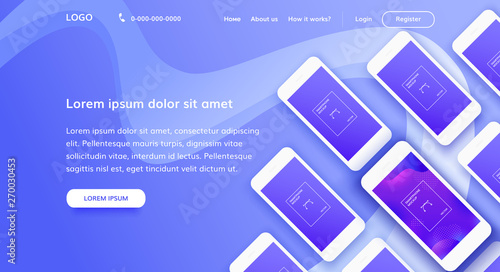 Landing page concept with mobile phones