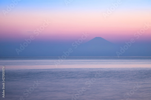 相模湾と富士山の夕焼け