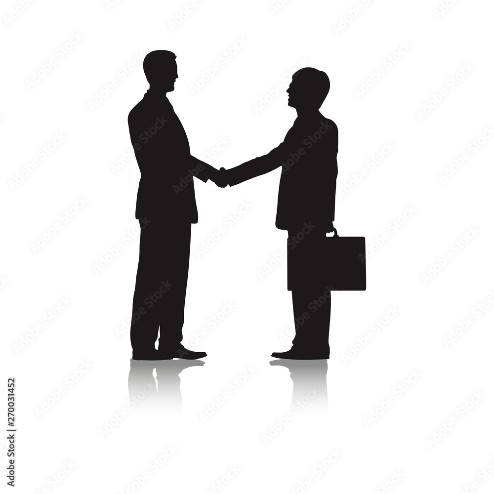 People, business partners shake hands. Silhouettes