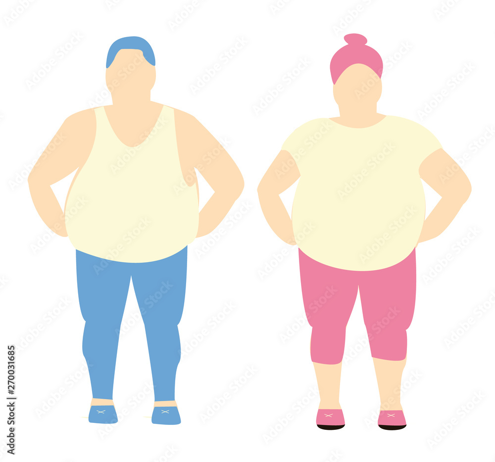 Plus size man and woman. Body positive concept. I love my body. Attractive overweight couple in sportswear. For the movement for the adoption of fat, there is no fatofobii. Fat couple Plus size man and woman. Body positive concept. I love my body. Attractive overweight couple in sportswear. For the movement for the adoption of fat, there is no fatofobii. Fat couple