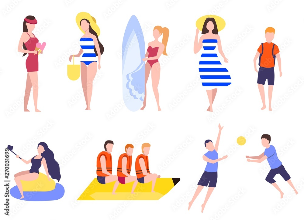 Set of girls in bathing suits. Summer recreation. Set of girls in bathing suits. Summer recreation.