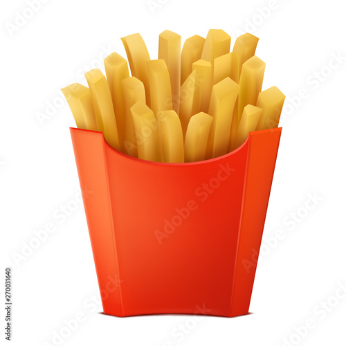 Realistic drawing french fries in the box