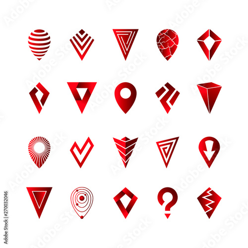 Location pointer icons set for maps, gps and navigation on white background. Vector illustration