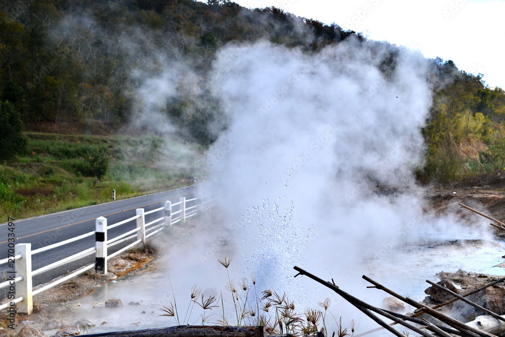 Smoke from the hot spring