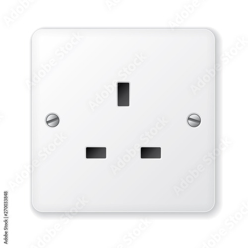 Realistic vector white socket. Electrical outlet in the UK