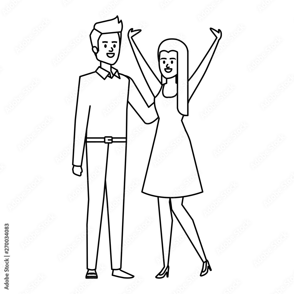 business couple avatars characters vector illustration business couple avatars characters vector illustration