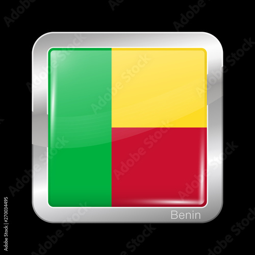 Free Download Flag of Benin. Glossy and Metal Icon Square Shape. Vector - GFXLoad