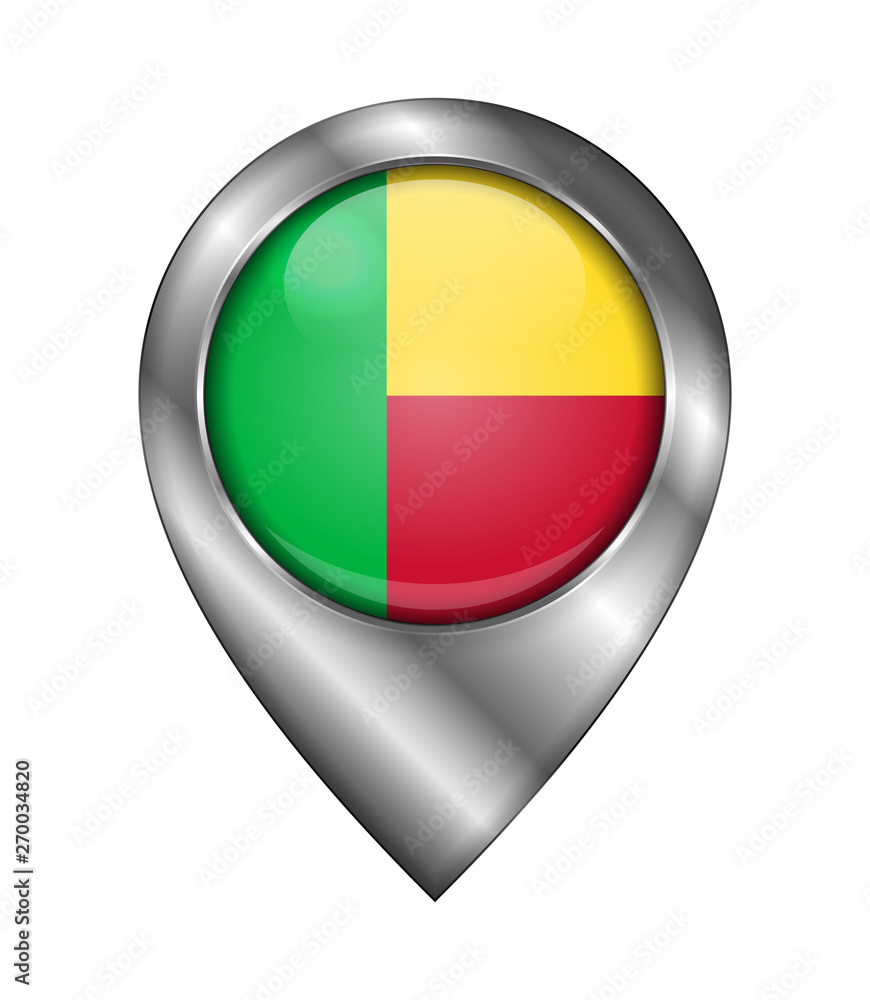 Fototapeta premium Flag of Benin. Vector Sign and Icon. Location Symbol Shape. Silver
