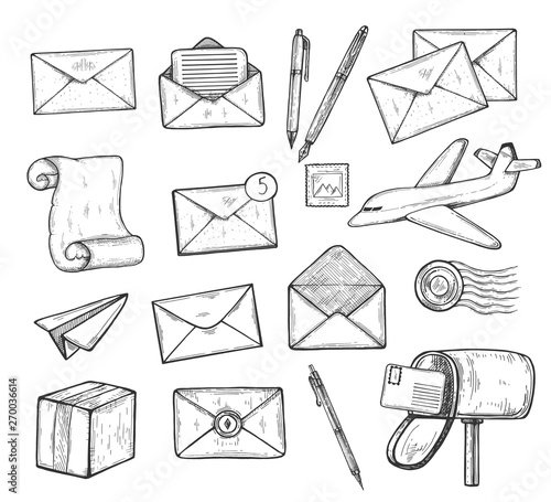 Post office icons isolated on white
