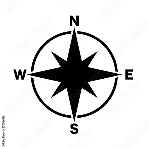 compass main directions icon black white background