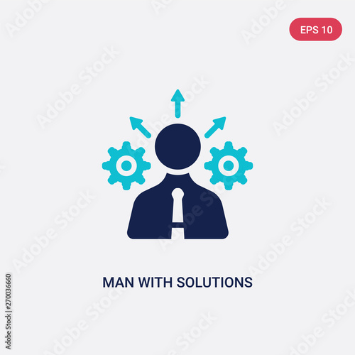 two color man with solutions vector icon from business concept. isolated blue man with solutions vector sign symbol can be use for web, mobile and logo. eps 10