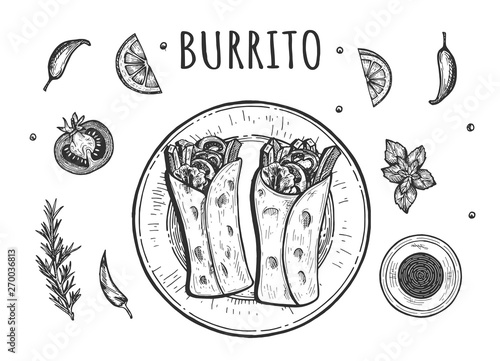 Authentic mexican food burito set