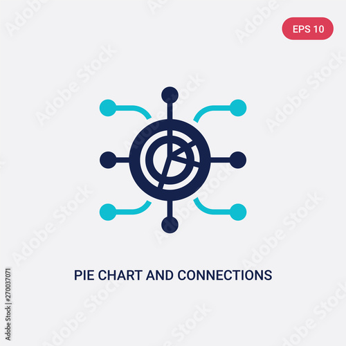 two color pie chart and connections vector icon from business concept. isolated blue pie chart and connections vector sign symbol can be use for web, mobile and logo. eps 10