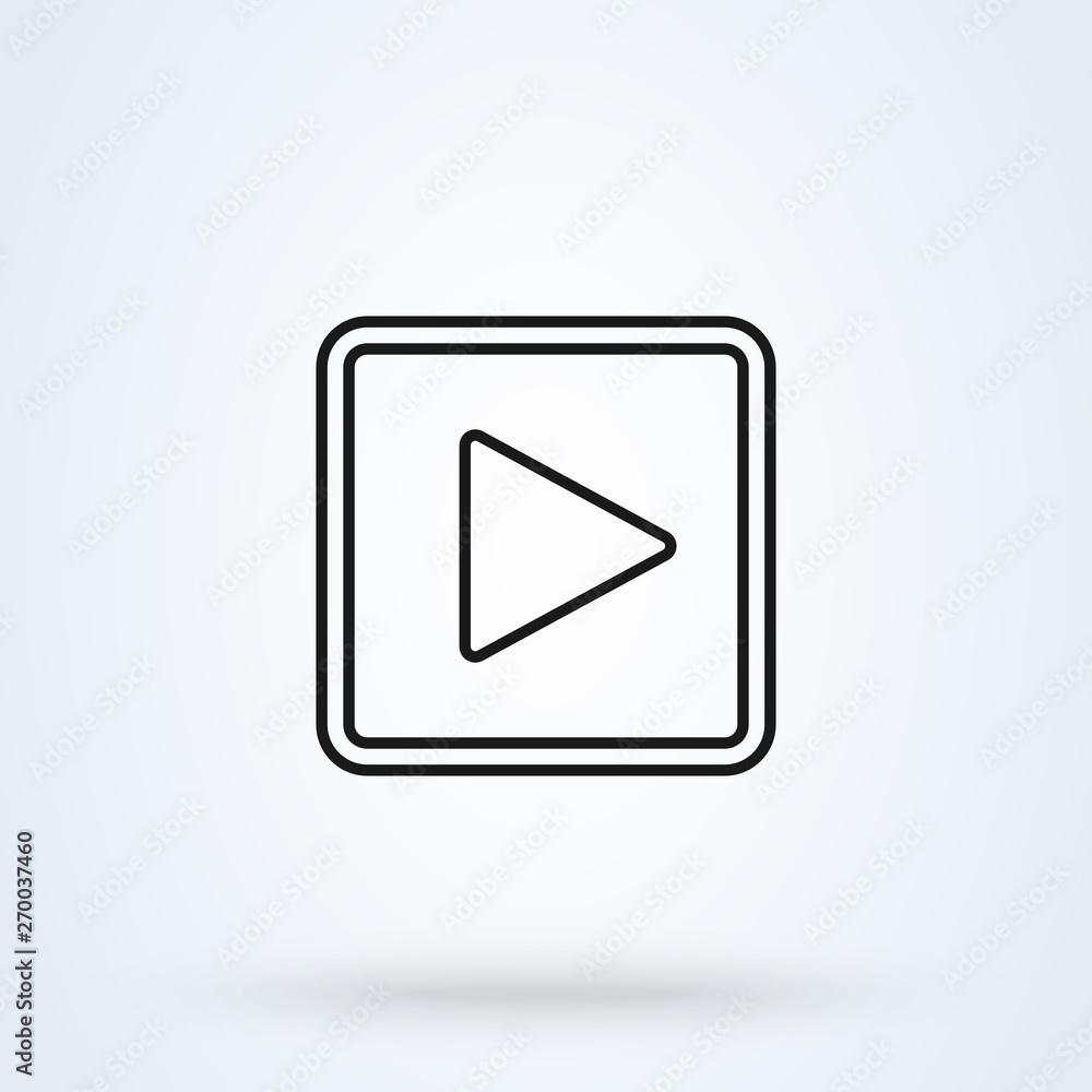 play button square. flat style. Vector line art illustration icon isolated on white background. play button square. flat style. Vector line art illustration icon isolated on white background.