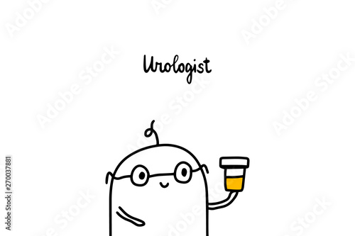 Urologist hand drawn vector illustration. Men doctor in cartoon style.
