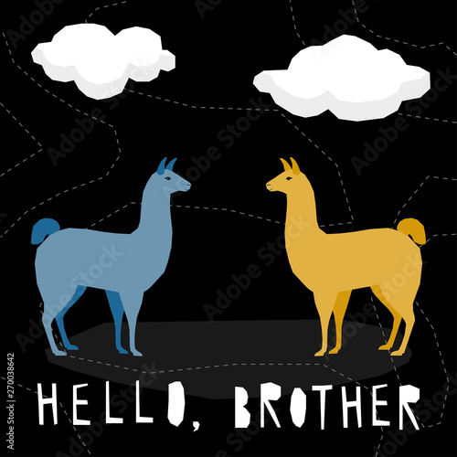 Abstract cute paper cut cllama pattern background. Childish crafted llama for design birthday card, veterinarian clinic poster, pet shop sale advertising, bag print etc.