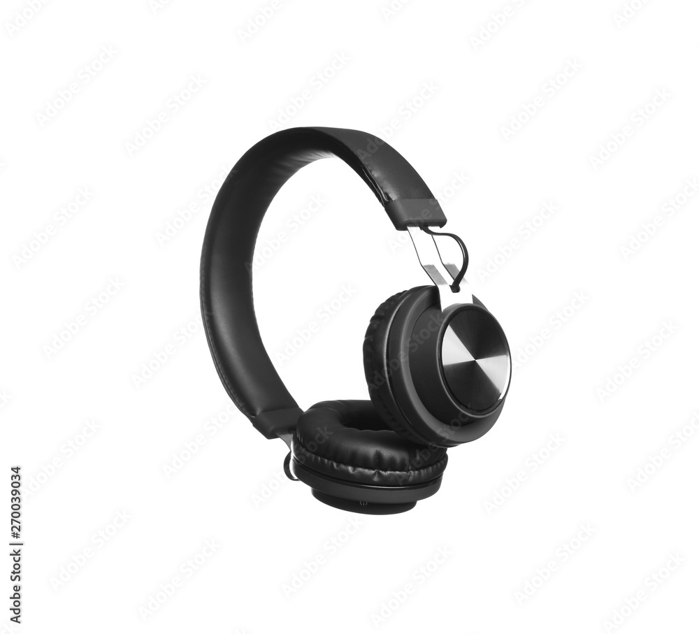 Stylish headphones with pads on white background Stylish headphones with pads on white background