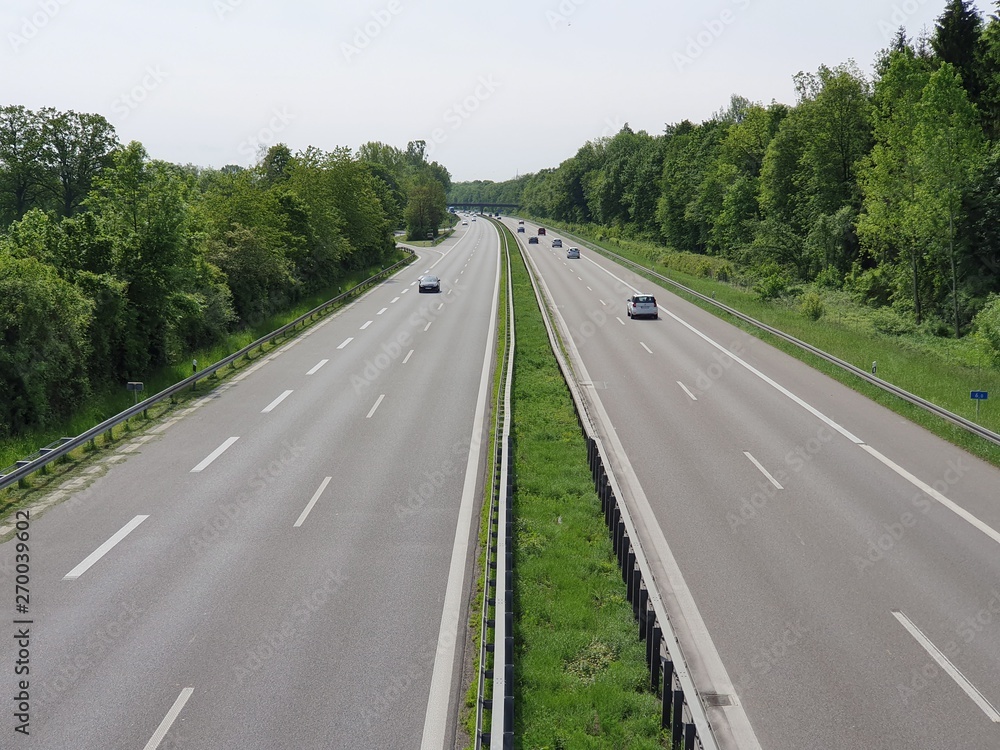 German Autobahn with still visible roadworks marks German Autobahn with still visible roadworks marks