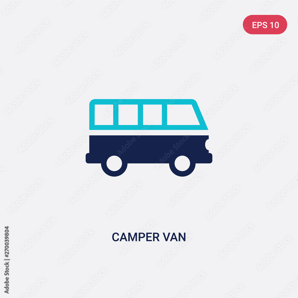 two color camper van vector icon from camping concept. isolated blue camper van vector sign symbol can be use for web, mobile and logo. eps 10