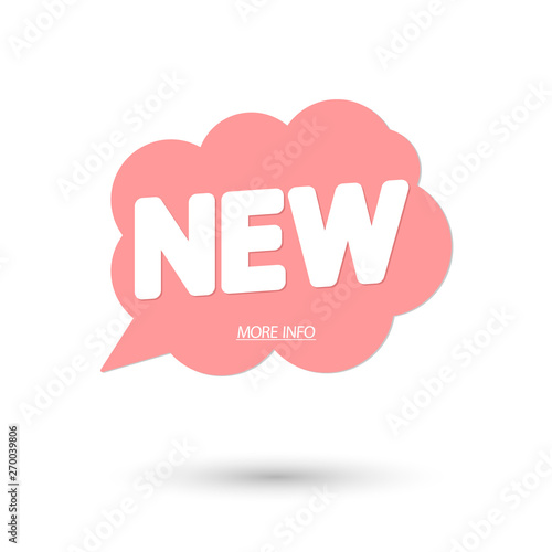 New banner design template, speech bubble promo tag, vector illustration