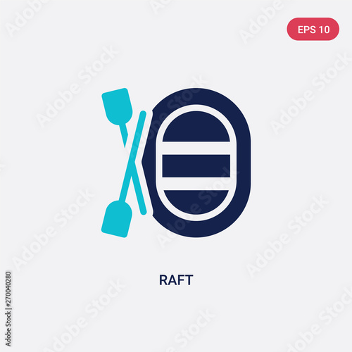 two color raft vector icon from camping concept. isolated blue raft vector sign symbol can be use for web, mobile and logo. eps 10