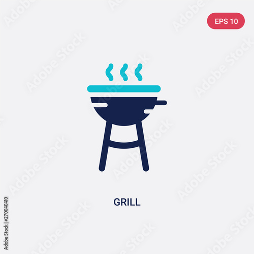 two color grill vector icon from camping concept. isolated blue grill vector sign symbol can be use for web, mobile and logo. eps 10