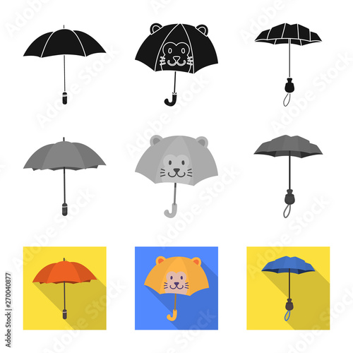Vector design of protection and closed sign. Set of protection and rainy stock vector illustration.