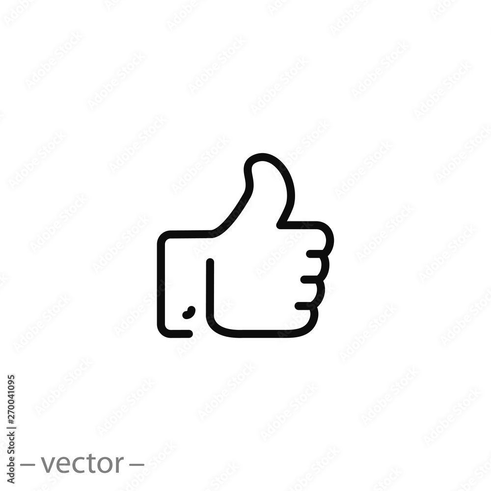 thumb up icon, line symbol on white background - editable stroke vector illustration eps10 thumb up icon, line symbol on white background - editable stroke vector illustration eps10