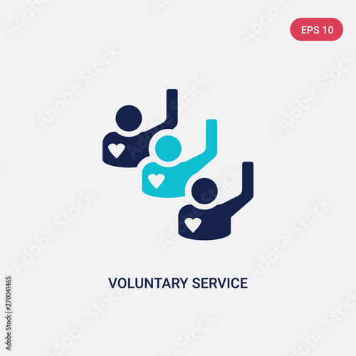 two color voluntary service vector icon from charity concept. isolated blue voluntary service vector sign symbol can be use for web, mobile and logo. eps 10